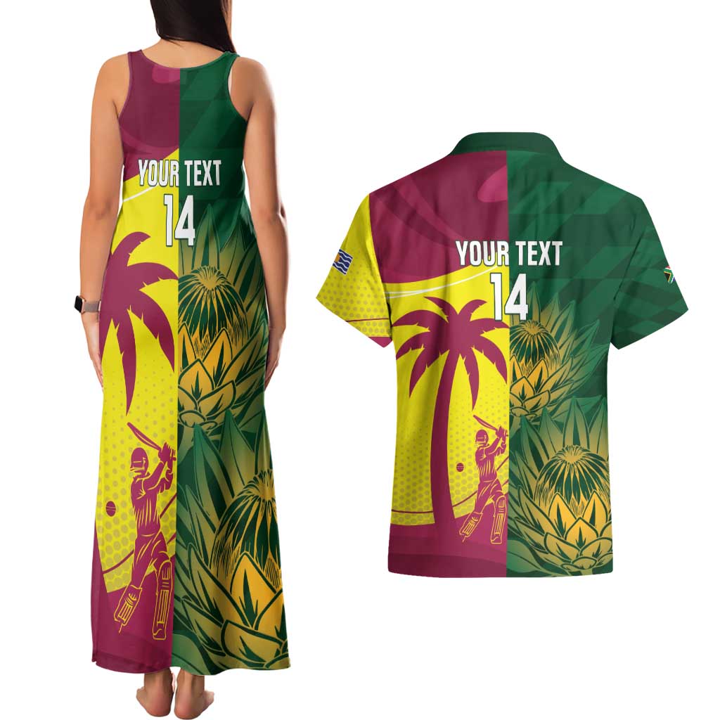 South Africa West Indies Cricket Custom Couples Matching Tank Maxi Dress and Hawaiian Shirt Proteas Windies Together - Wonder Print Shop
