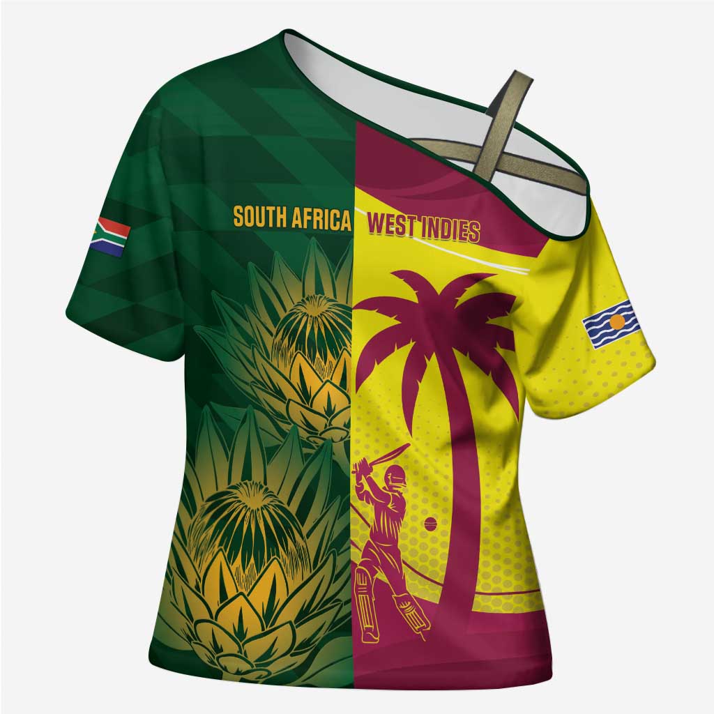 South Africa West Indies Cricket Custom Cross Shoulder Shirt Proteas Windies Together - Wonder Print Shop