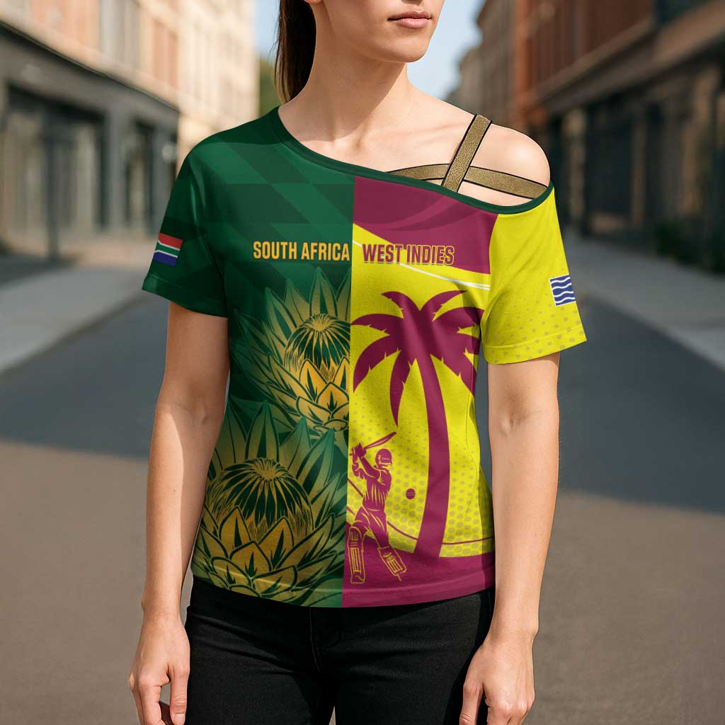 South Africa West Indies Cricket Custom Cross Shoulder Shirt Proteas Windies Together - Wonder Print Shop