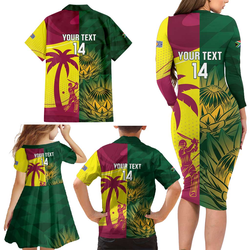 South Africa West Indies Cricket Custom Family Matching Long Sleeve Bodycon Dress and Hawaiian Shirt Proteas Windies Together - Wonder Print Shop