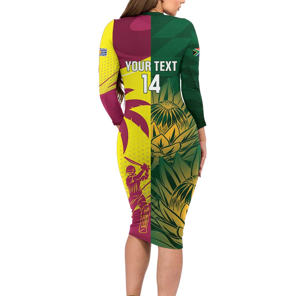 South Africa West Indies Cricket Custom Family Matching Long Sleeve Bodycon Dress and Hawaiian Shirt Proteas Windies Together - Wonder Print Shop