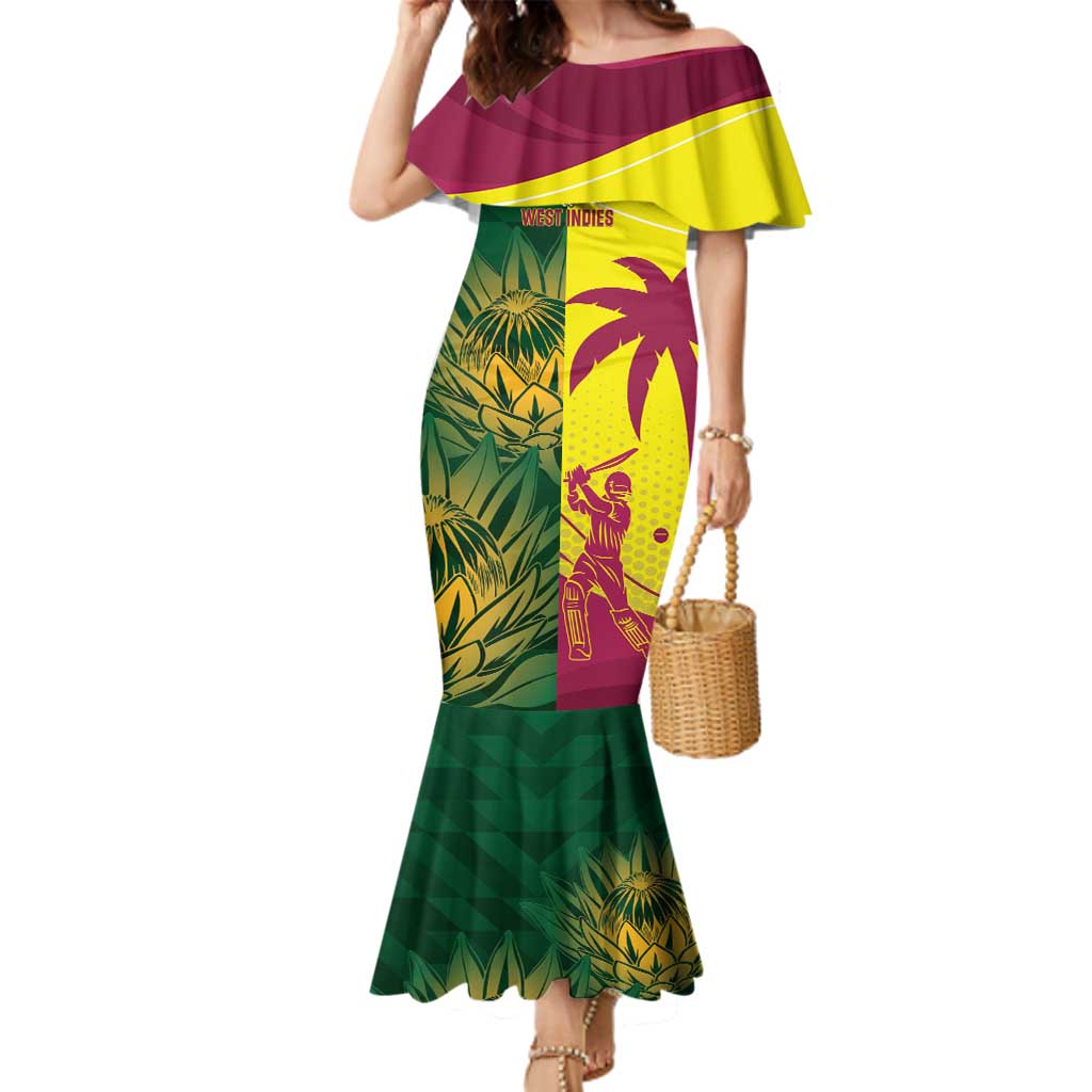 South Africa West Indies Cricket Custom Family Matching Mermaid Dress and Hawaiian Shirt Proteas Windies Together - Wonder Print Shop