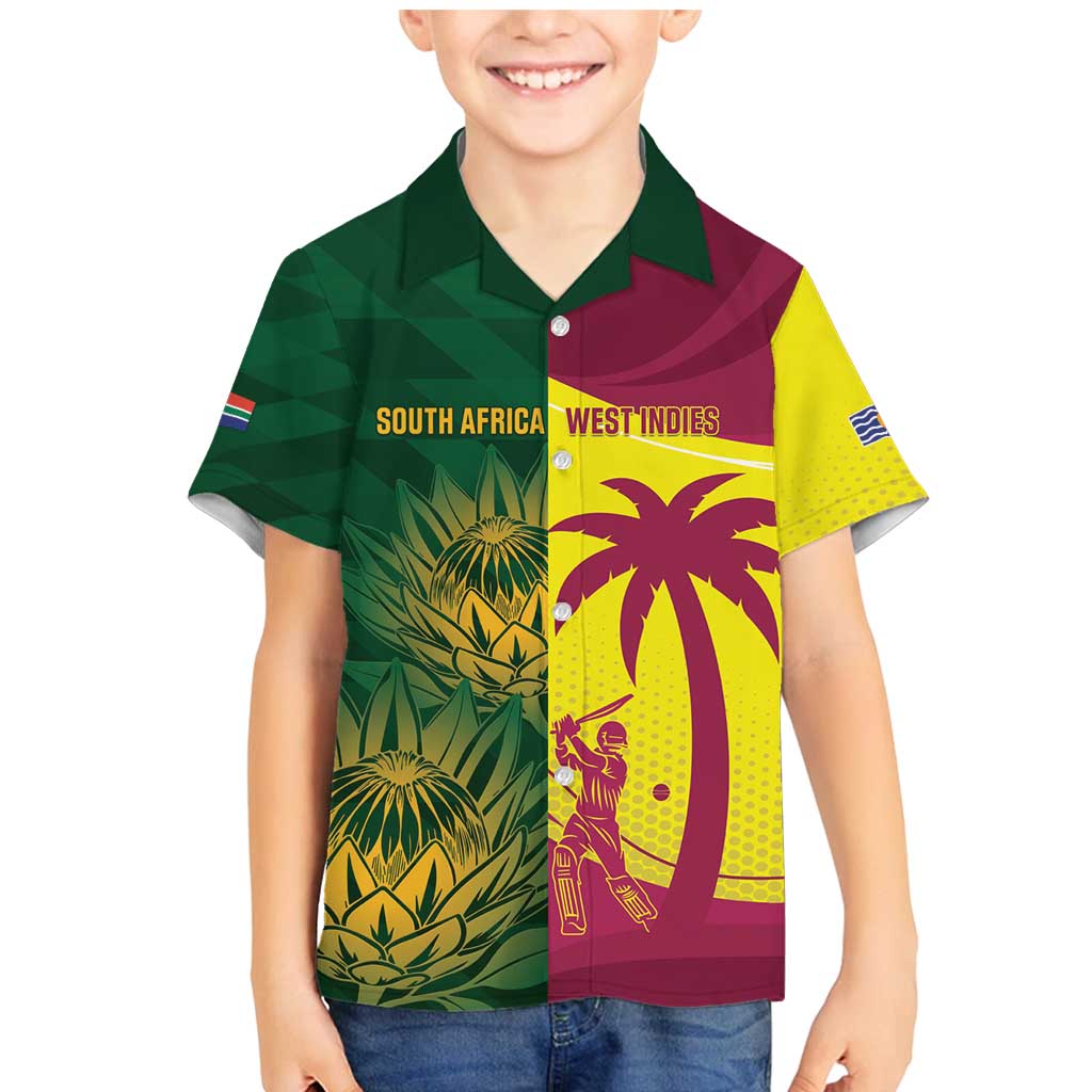 South Africa West Indies Cricket Custom Family Matching Mermaid Dress and Hawaiian Shirt Proteas Windies Together - Wonder Print Shop