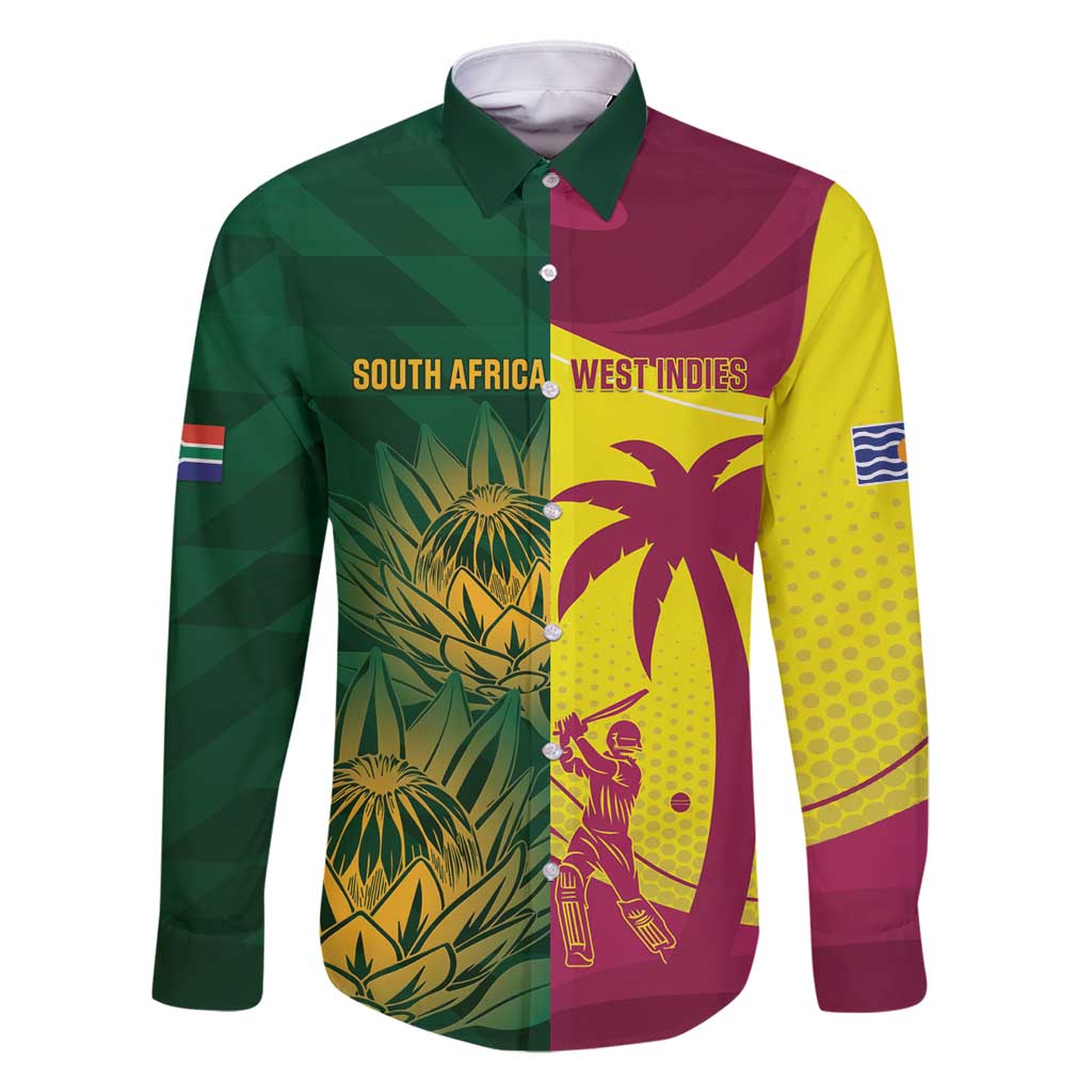 South Africa West Indies Cricket Custom Family Matching Off Shoulder Maxi Dress and Hawaiian Shirt Proteas Windies Together - Wonder Print Shop
