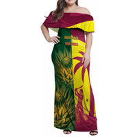 South Africa West Indies Cricket Custom Family Matching Off Shoulder Maxi Dress and Hawaiian Shirt Proteas Windies Together - Wonder Print Shop