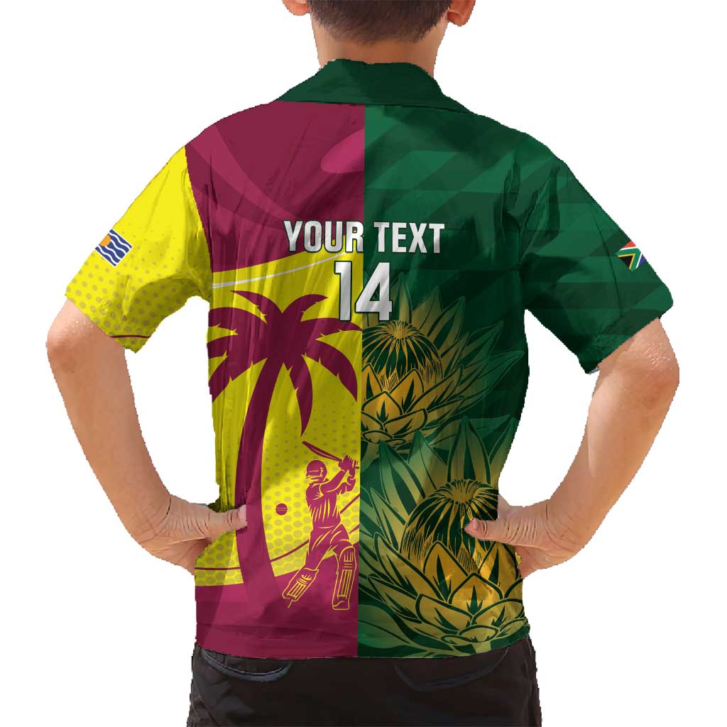 South Africa West Indies Cricket Custom Family Matching Off Shoulder Short Dress and Hawaiian Shirt Proteas Windies Together - Wonder Print Shop