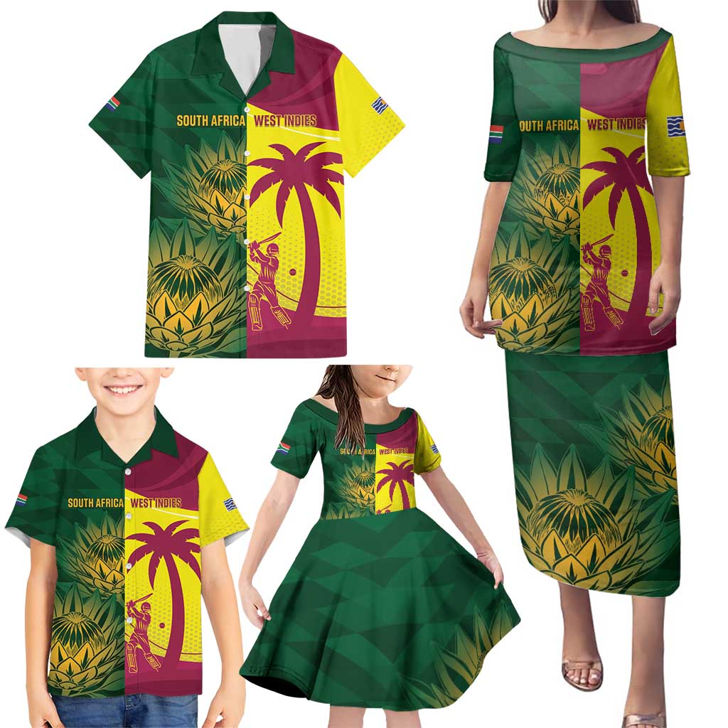 South Africa West Indies Cricket Custom Family Matching Puletasi and Hawaiian Shirt Proteas Windies Together - Wonder Print Shop