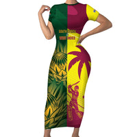 South Africa West Indies Cricket Custom Family Matching Short Sleeve Bodycon Dress and Hawaiian Shirt Proteas Windies Together - Wonder Print Shop