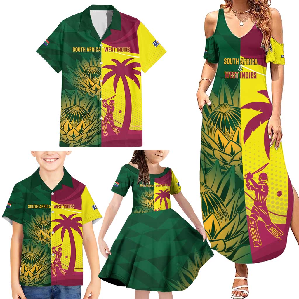 South Africa West Indies Cricket Custom Family Matching Summer Maxi Dress and Hawaiian Shirt Proteas Windies Together - Wonder Print Shop