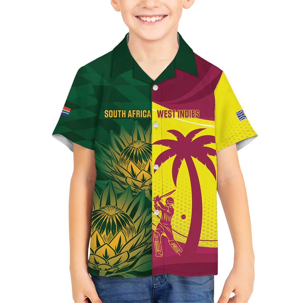 South Africa West Indies Cricket Custom Family Matching Summer Maxi Dress and Hawaiian Shirt Proteas Windies Together - Wonder Print Shop