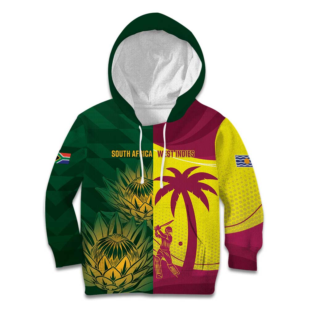 South Africa West Indies Cricket Custom Kid Hoodie Proteas Windies Together - Wonder Print Shop