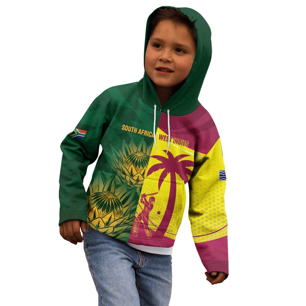 South Africa West Indies Cricket Custom Kid Hoodie Proteas Windies Together - Wonder Print Shop