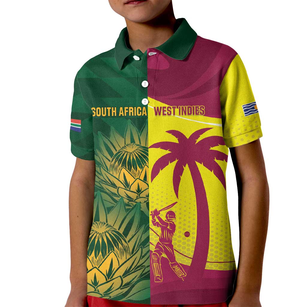 South Africa West Indies Cricket Custom Kid Polo Shirt Proteas Windies Together - Wonder Print Shop