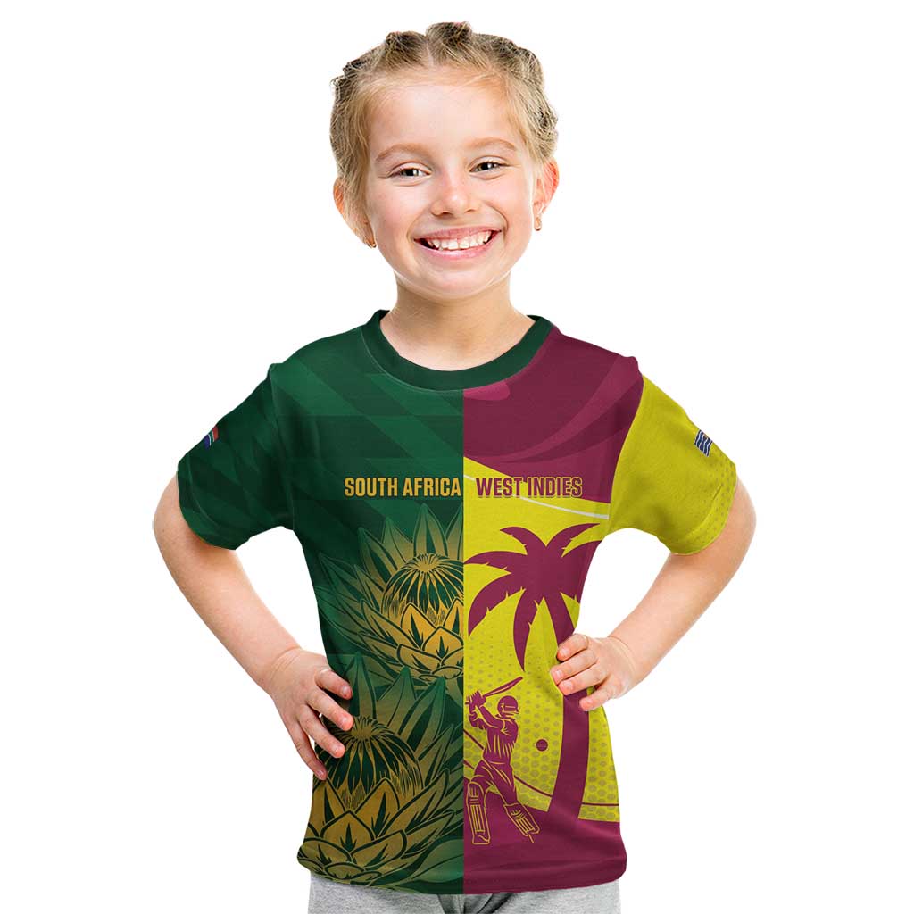 South Africa West Indies Cricket Custom Kid T Shirt Proteas Windies Together - Wonder Print Shop
