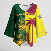 South Africa West Indies Cricket Custom Kimono Sleeve Blouse Proteas Windies Together - Wonder Print Shop