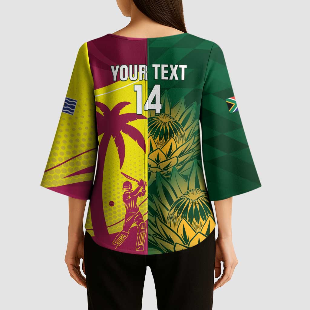 South Africa West Indies Cricket Custom Kimono Sleeve Blouse Proteas Windies Together - Wonder Print Shop