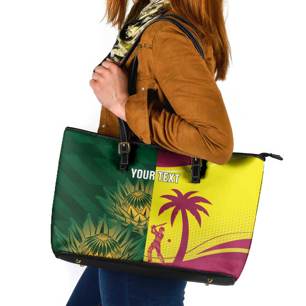 South Africa West Indies Cricket Custom Leather Tote Bag Proteas Windies Together - Wonder Print Shop