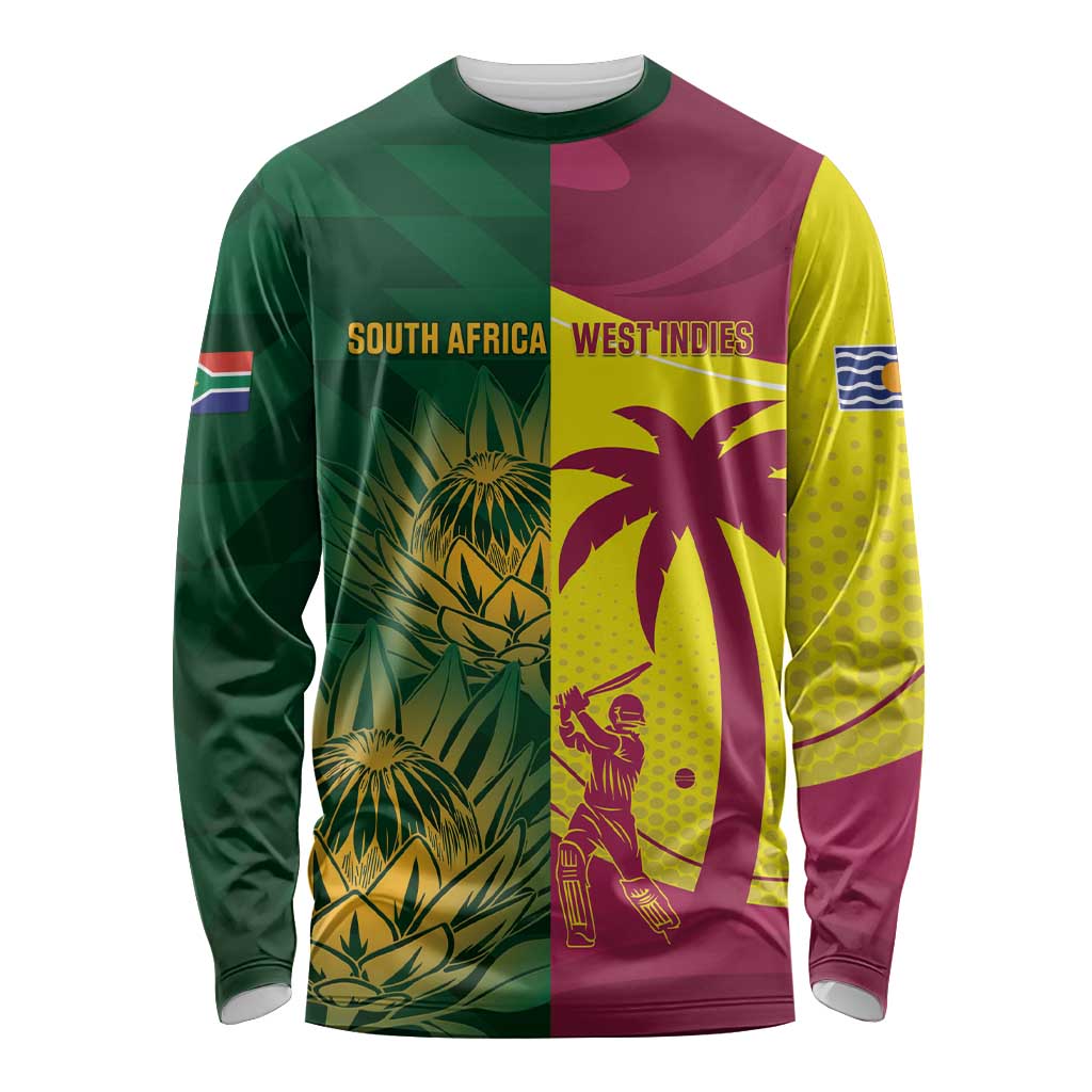 South Africa West Indies Cricket Custom Long Sleeve Shirt Proteas Windies Together - Wonder Print Shop