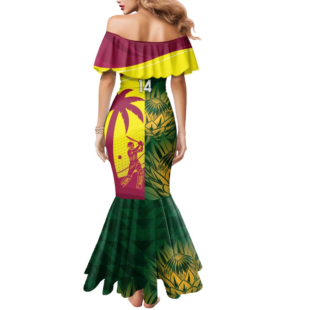 South Africa West Indies Cricket Custom Mermaid Dress Proteas Windies Together - Wonder Print Shop