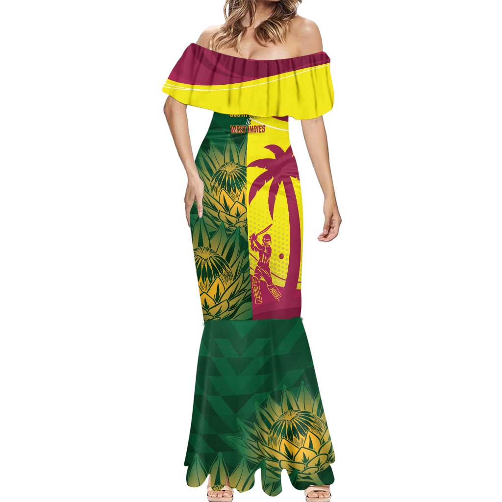 South Africa West Indies Cricket Custom Mermaid Dress Proteas Windies Together - Wonder Print Shop