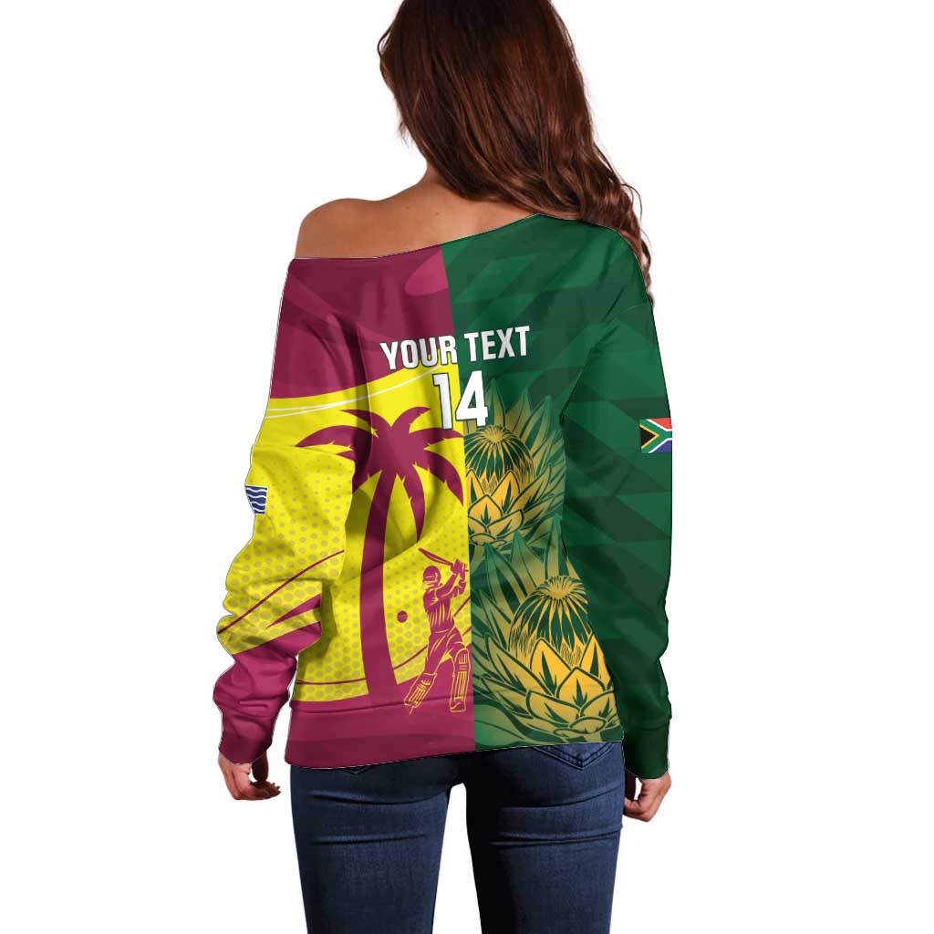 South Africa West Indies Cricket Custom Off Shoulder Sweater Proteas Windies Together - Wonder Print Shop