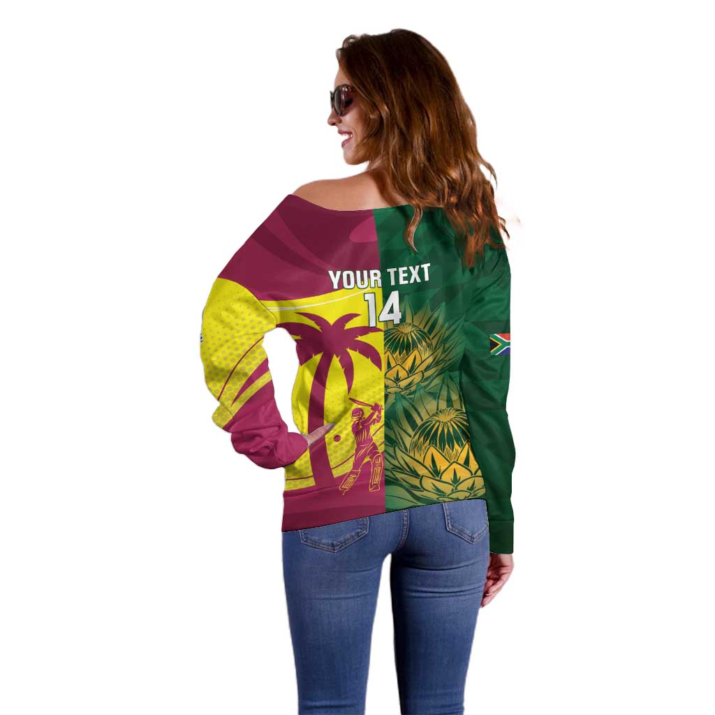 South Africa West Indies Cricket Custom Off Shoulder Sweater Proteas Windies Together - Wonder Print Shop