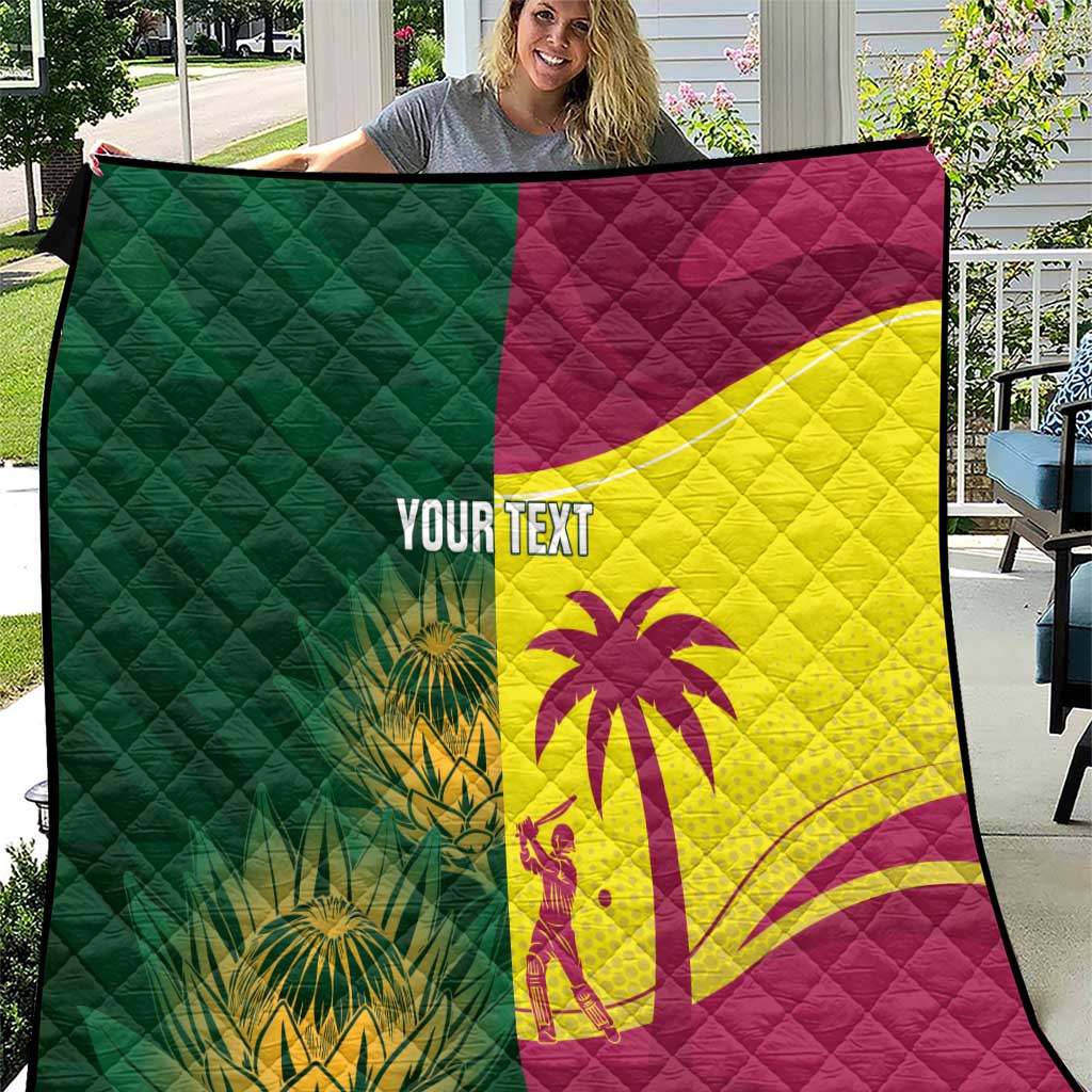 South Africa West Indies Cricket Custom Quilt Proteas Windies Together - Wonder Print Shop