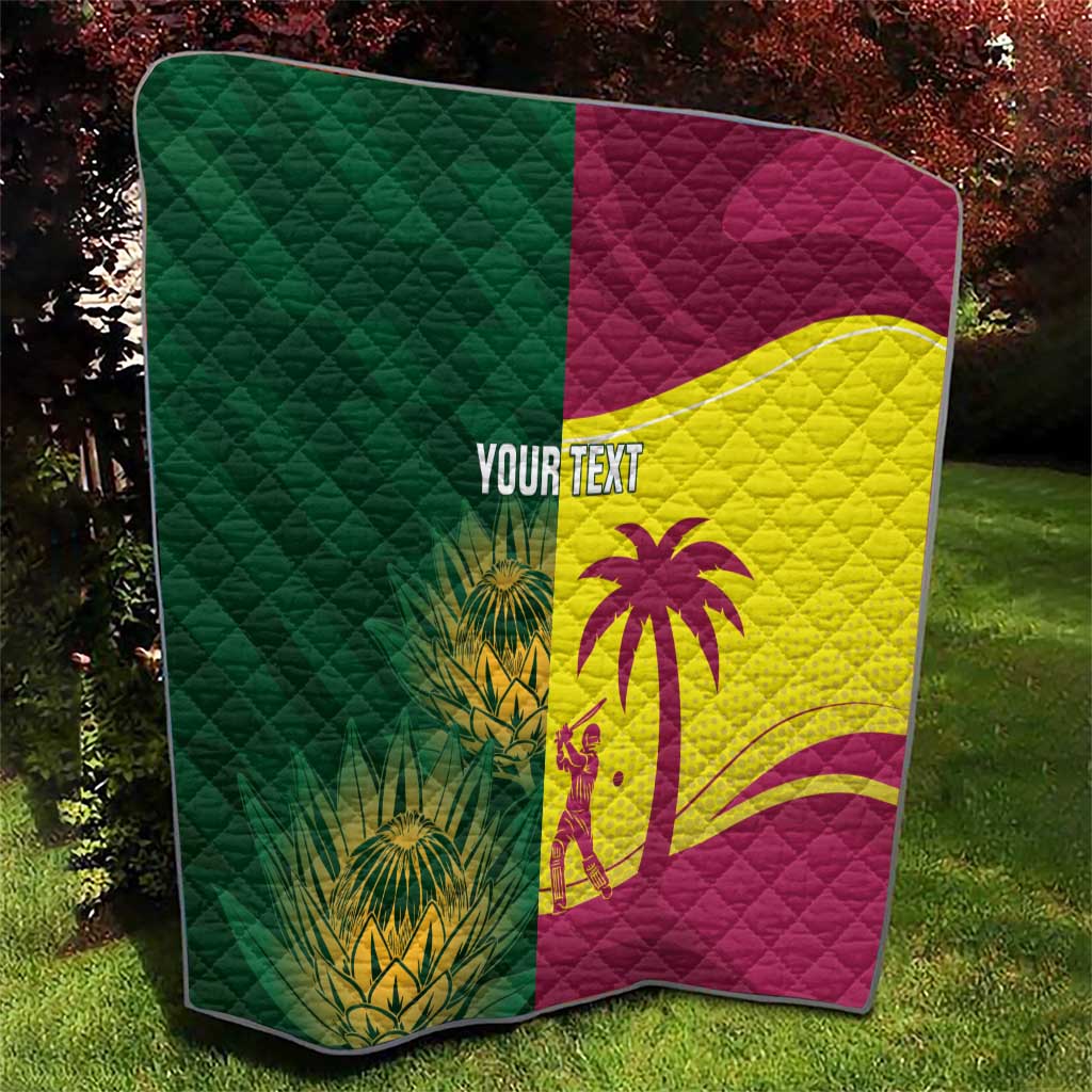 South Africa West Indies Cricket Custom Quilt Proteas Windies Together - Wonder Print Shop