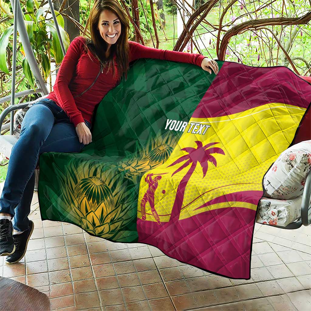 South Africa West Indies Cricket Custom Quilt Proteas Windies Together - Wonder Print Shop