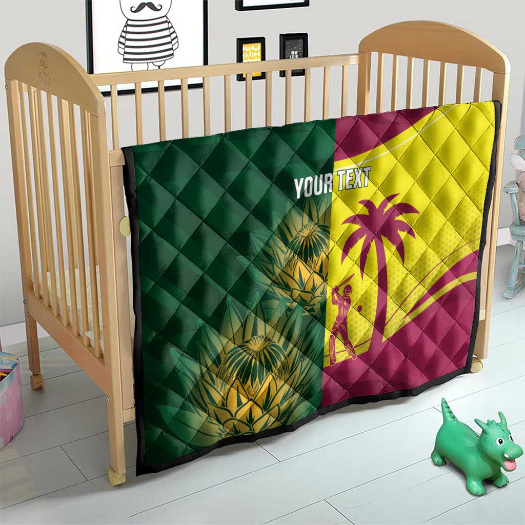 South Africa West Indies Cricket Custom Quilt Proteas Windies Together - Wonder Print Shop