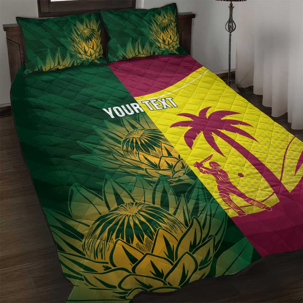 South Africa West Indies Cricket Custom Quilt Bed Set Proteas Windies Together - Wonder Print Shop
