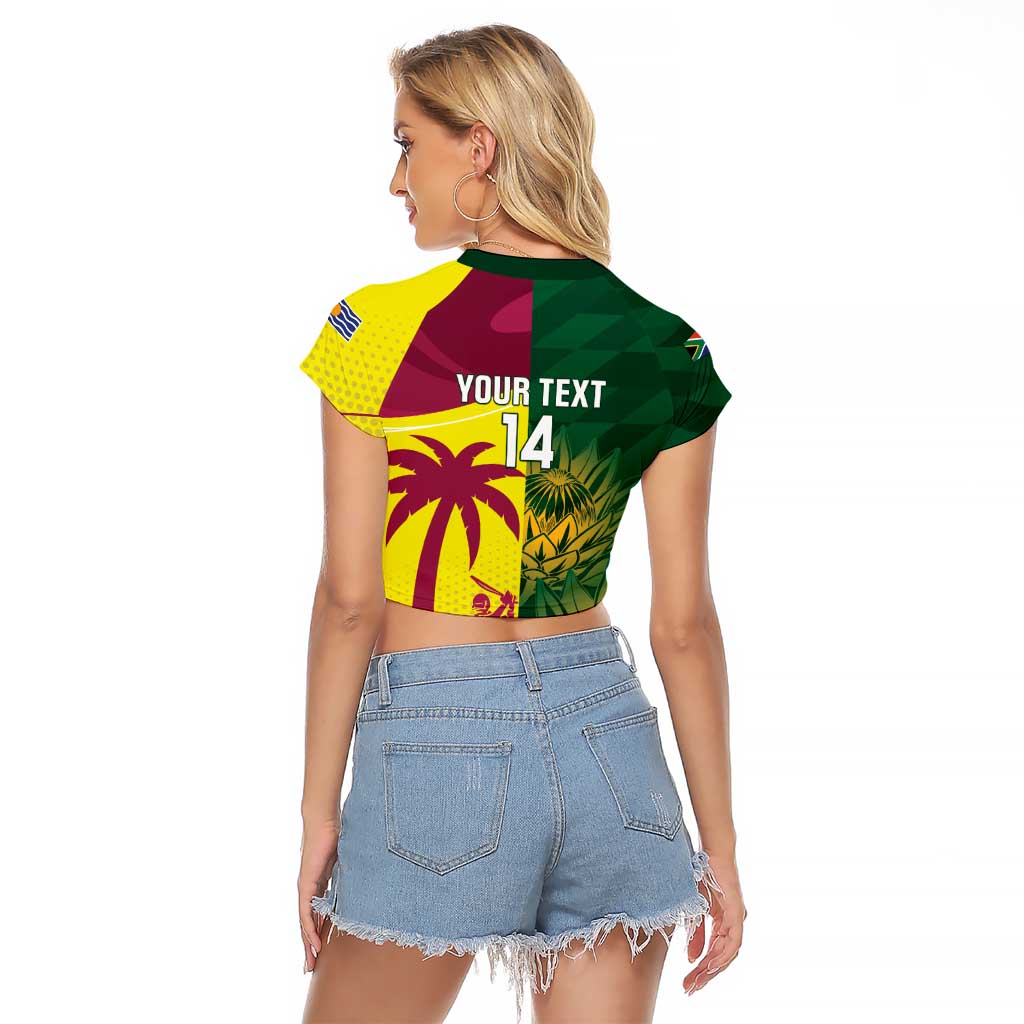 South Africa West Indies Cricket Custom Raglan Cropped T Shirt Proteas Windies Together - Wonder Print Shop