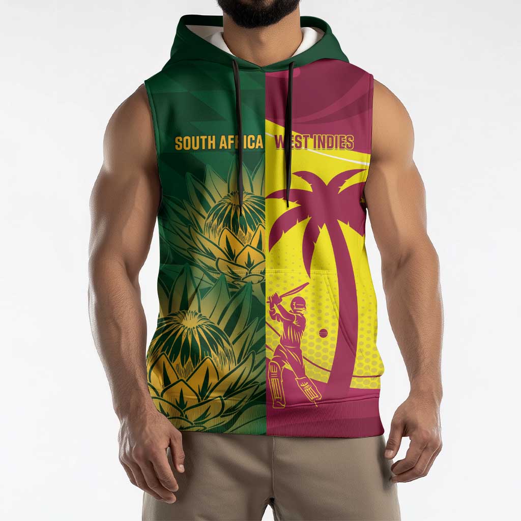 South Africa West Indies Cricket Custom Sleeveless Hoodie Proteas Windies Together - Wonder Print Shop