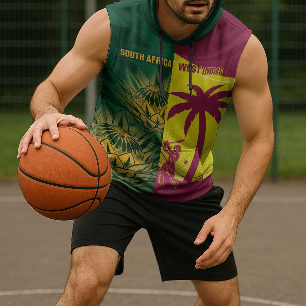 South Africa West Indies Cricket Custom Sleeveless Hoodie Proteas Windies Together - Wonder Print Shop