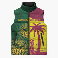 South Africa West Indies Cricket Custom Sleeveless Puffer Jacket Proteas Windies Together - Wonder Print Shop