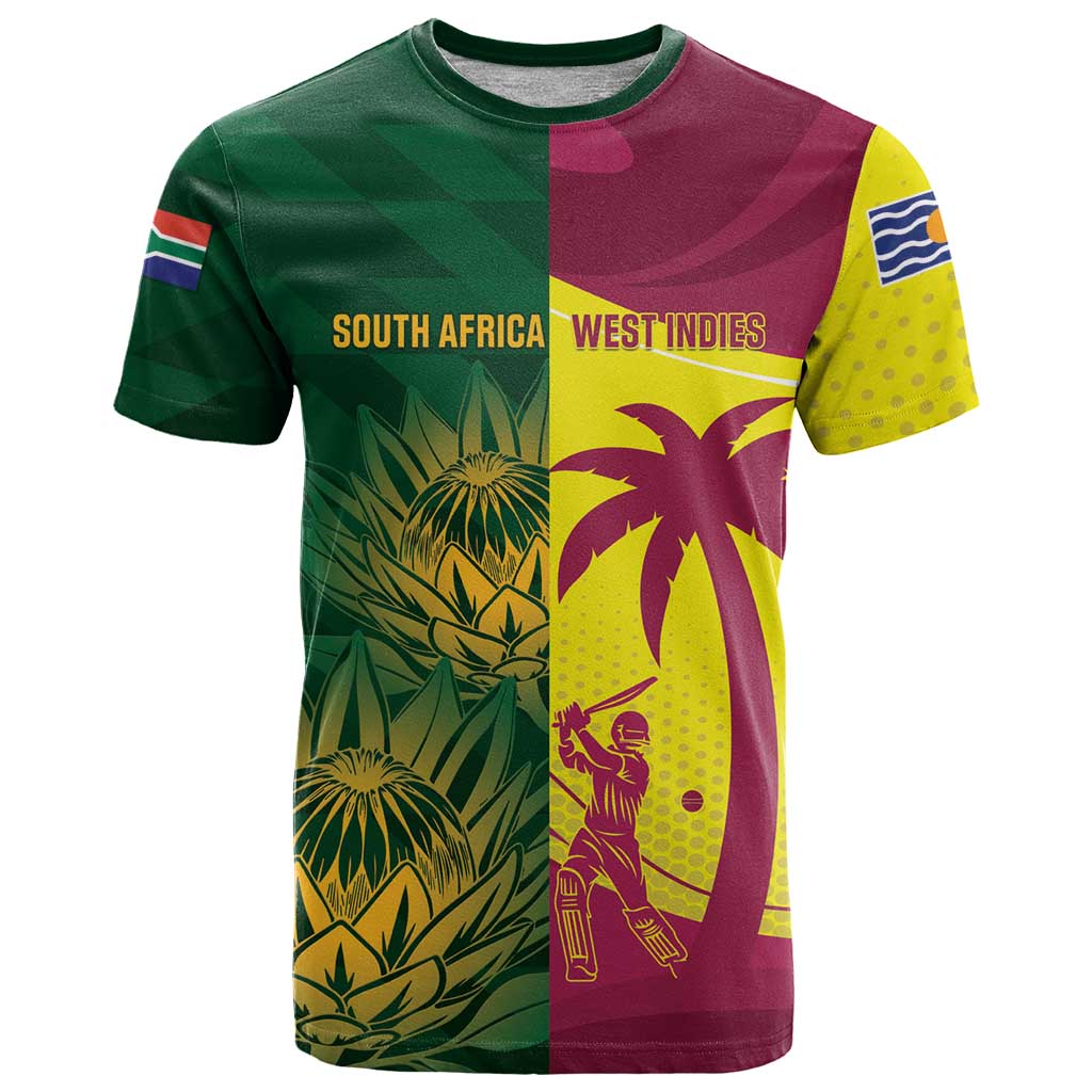 South Africa West Indies Cricket Custom T Shirt Proteas Windies Together - Wonder Print Shop