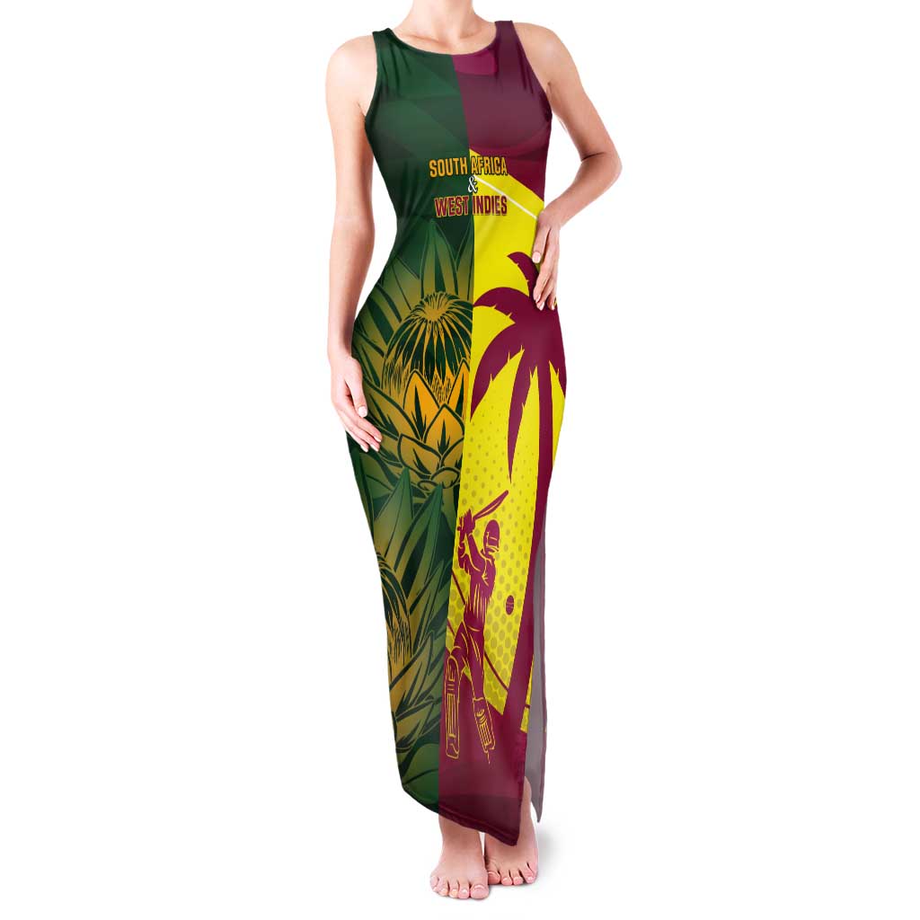 South Africa West Indies Cricket Custom Tank Maxi Dress Proteas Windies Together - Wonder Print Shop