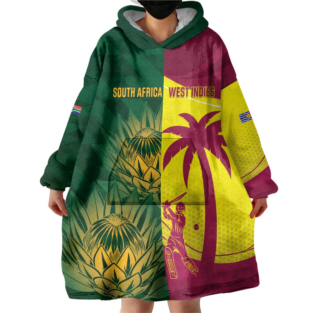 South Africa West Indies Cricket Custom Wearable Blanket Hoodie Proteas Windies Together - Wonder Print Shop
