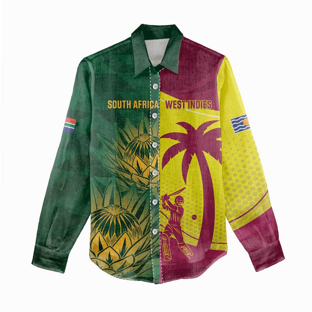 South Africa West Indies Cricket Custom Women Casual Shirt Proteas Windies Together - Wonder Print Shop