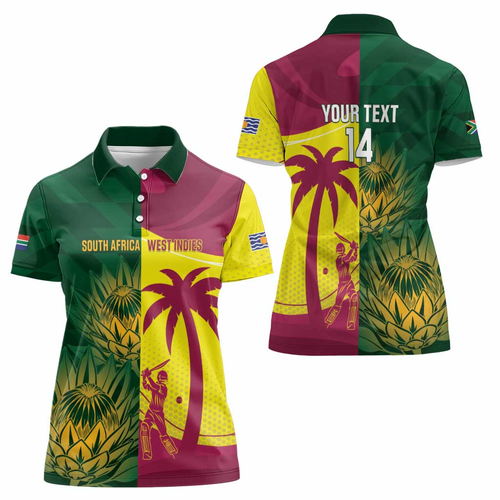 South Africa West Indies Cricket Custom Women Polo Shirt Proteas Windies Together - Wonder Print Shop