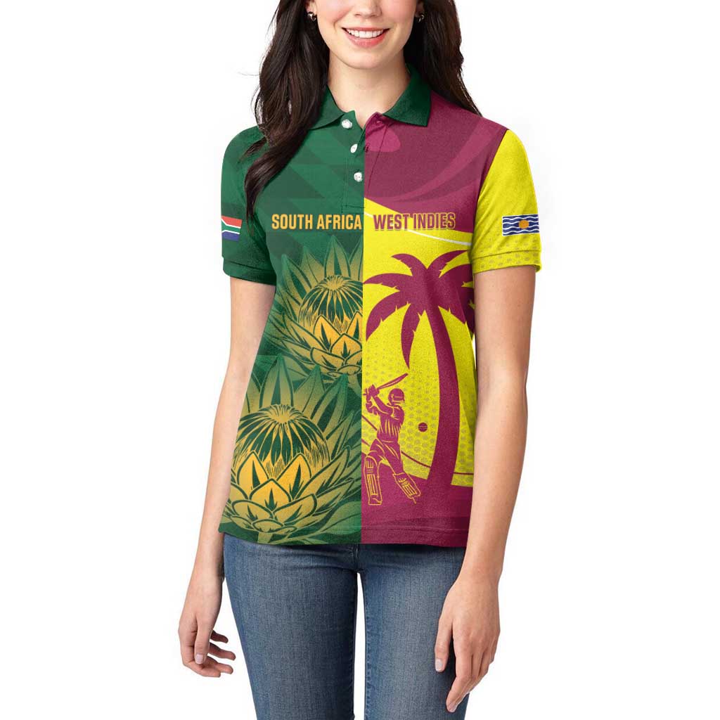 South Africa West Indies Cricket Custom Women Polo Shirt Proteas Windies Together - Wonder Print Shop