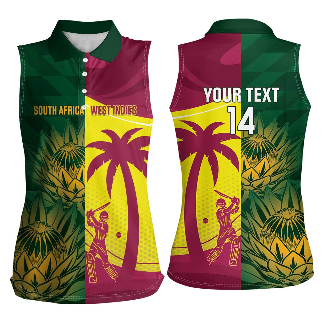South Africa West Indies Cricket Custom Women Sleeveless Polo Shirt Proteas Windies Together - Wonder Print Shop