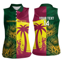 South Africa West Indies Cricket Custom Women Sleeveless Polo Shirt Proteas Windies Together - Wonder Print Shop