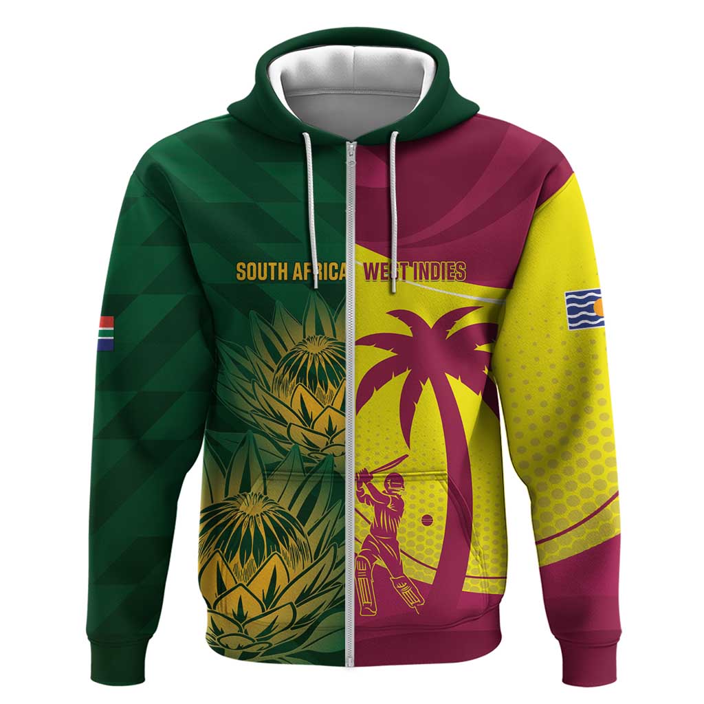 South Africa West Indies Cricket Custom Zip Hoodie Proteas Windies Together - Wonder Print Shop