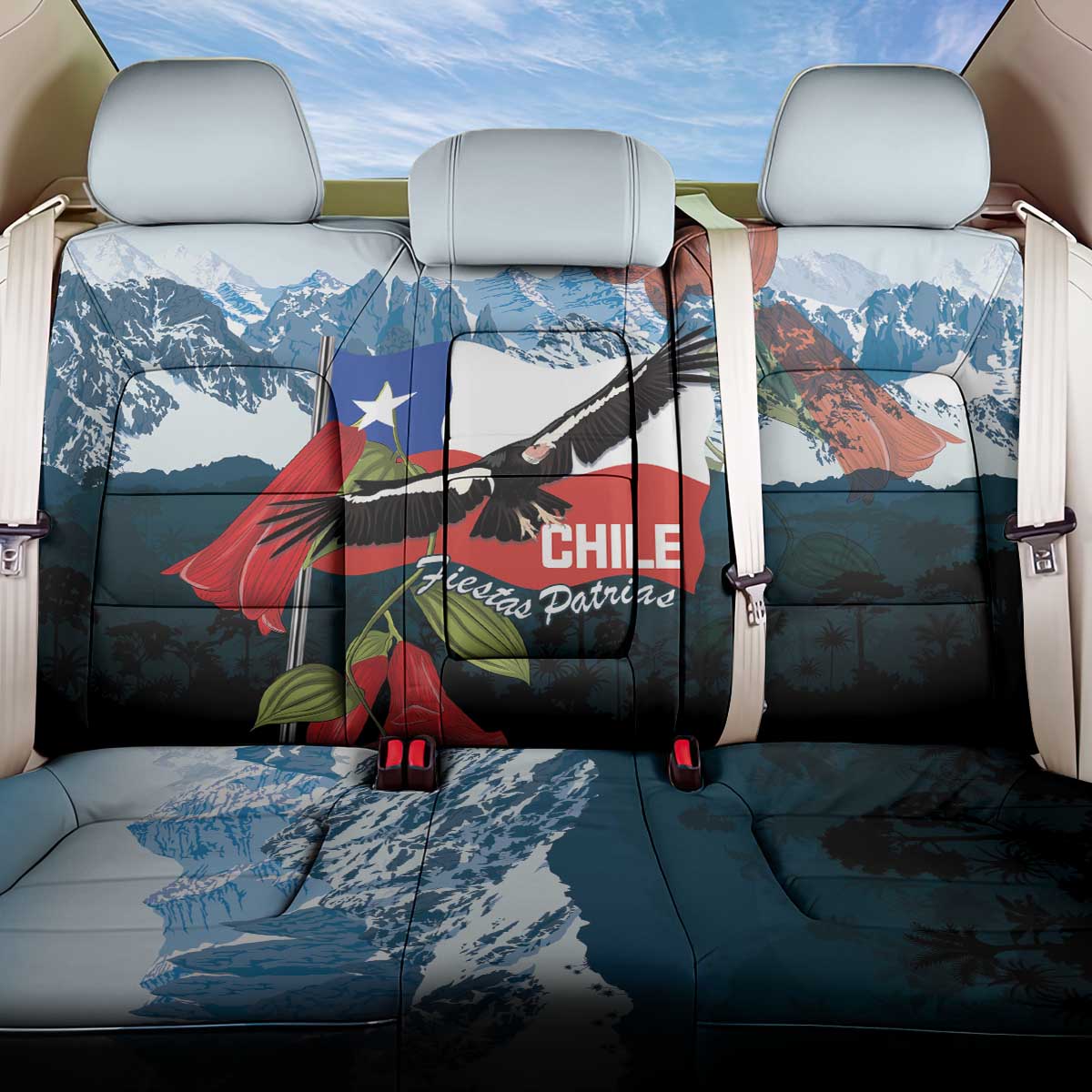 Chile Fiestas Patrias Back Car Seat Cover Andean Condor Andes Mountains - Wonder Print Shop