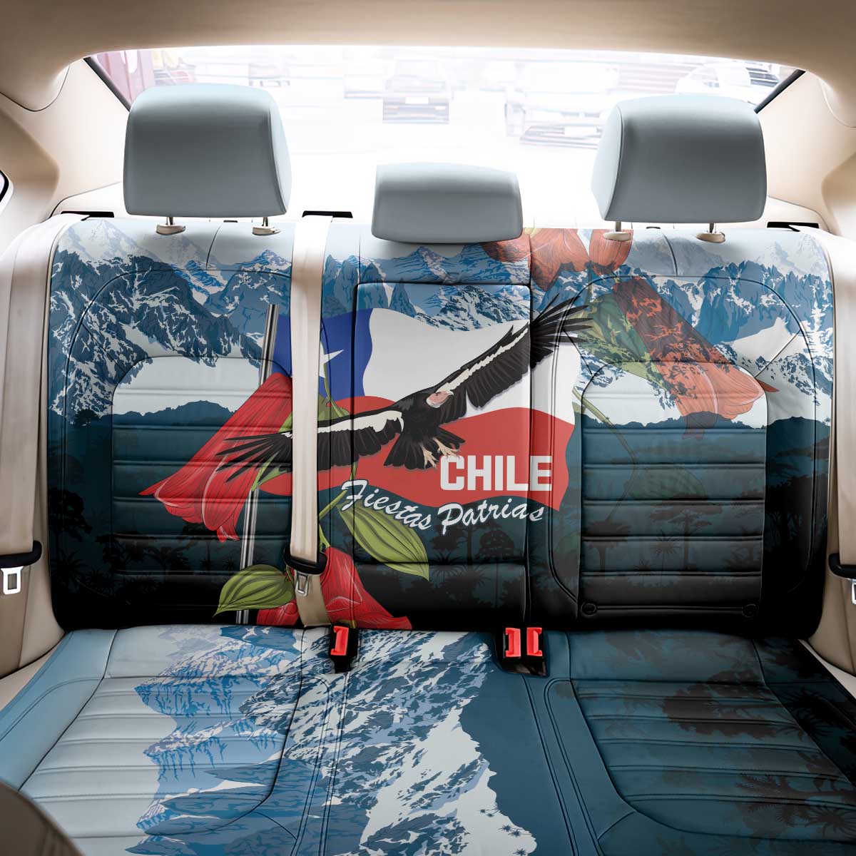Chile Fiestas Patrias Back Car Seat Cover Andean Condor Andes Mountains - Wonder Print Shop