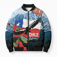 Chile Fiestas Patrias Bomber Puffer Jacket Andean Condor Andes Mountains - Wonder Print Shop