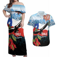 Chile Fiestas Patrias Couples Matching Off Shoulder Maxi Dress and Hawaiian Shirt Andean Condor Andes Mountains - Wonder Print Shop
