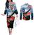 Chile Fiestas Patrias Couples Matching Off The Shoulder Long Sleeve Dress and Long Sleeve Button Shirt Andean Condor Andes Mountains - Wonder Print Shop