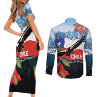 Chile Fiestas Patrias Couples Matching Short Sleeve Bodycon Dress and Long Sleeve Button Shirt Andean Condor Andes Mountains - Wonder Print Shop